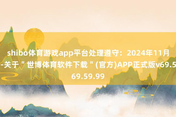 shibo体育游戏app平台处理遵守：2024年11月14日-关于＂世博体育软件下载＂(官方)APP正式版v69.59.99